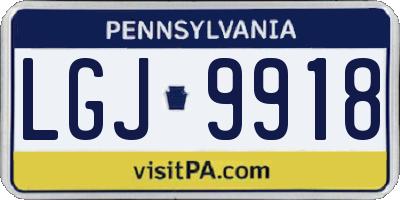 PA license plate LGJ9918