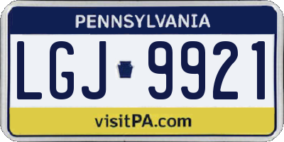 PA license plate LGJ9921