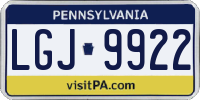 PA license plate LGJ9922