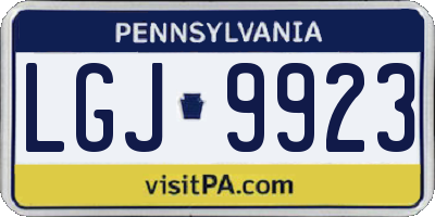 PA license plate LGJ9923