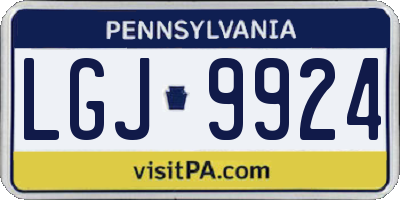 PA license plate LGJ9924