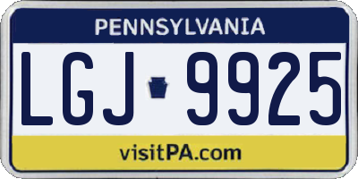 PA license plate LGJ9925
