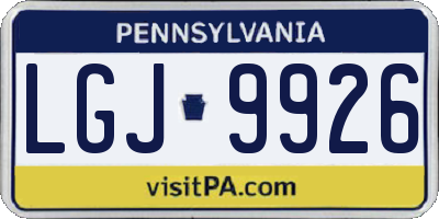 PA license plate LGJ9926