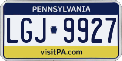 PA license plate LGJ9927