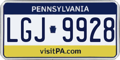 PA license plate LGJ9928