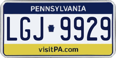PA license plate LGJ9929