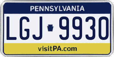 PA license plate LGJ9930