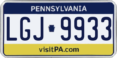 PA license plate LGJ9933