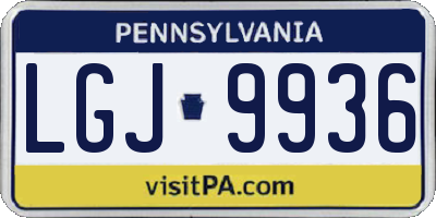PA license plate LGJ9936