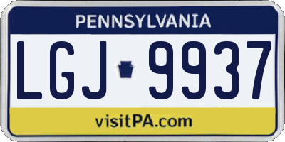 PA license plate LGJ9937