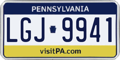 PA license plate LGJ9941