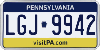 PA license plate LGJ9942