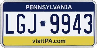 PA license plate LGJ9943