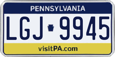 PA license plate LGJ9945
