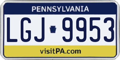 PA license plate LGJ9953