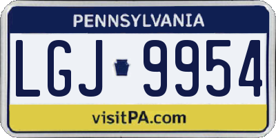 PA license plate LGJ9954