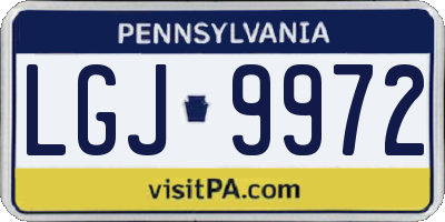 PA license plate LGJ9972