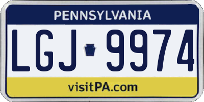 PA license plate LGJ9974