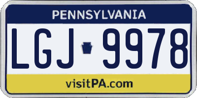 PA license plate LGJ9978