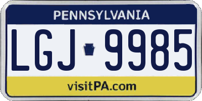 PA license plate LGJ9985