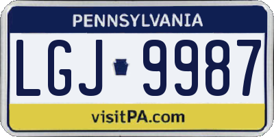 PA license plate LGJ9987
