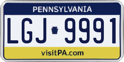 PA license plate LGJ9991