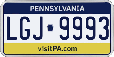 PA license plate LGJ9993