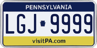 PA license plate LGJ9999