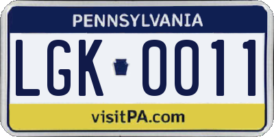 PA license plate LGK0011