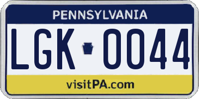 PA license plate LGK0044