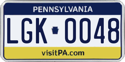 PA license plate LGK0048