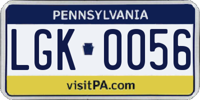 PA license plate LGK0056