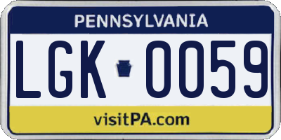 PA license plate LGK0059
