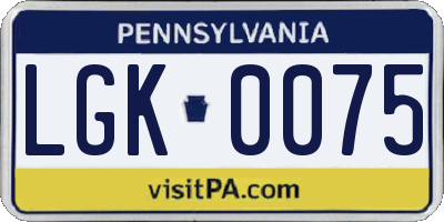 PA license plate LGK0075