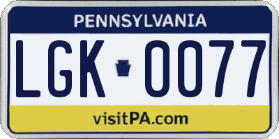PA license plate LGK0077