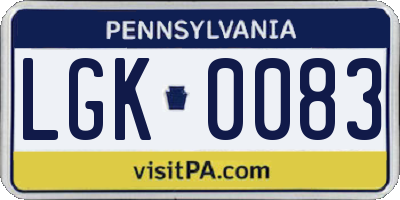 PA license plate LGK0083