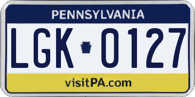 PA license plate LGK0127