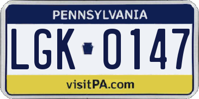 PA license plate LGK0147
