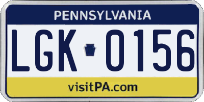 PA license plate LGK0156