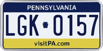 PA license plate LGK0157