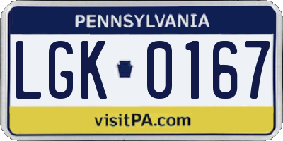 PA license plate LGK0167