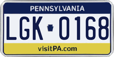 PA license plate LGK0168