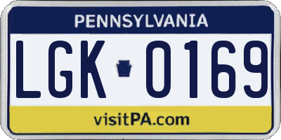 PA license plate LGK0169