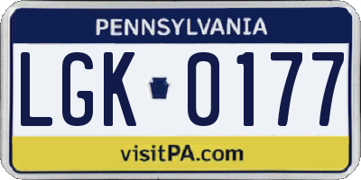 PA license plate LGK0177