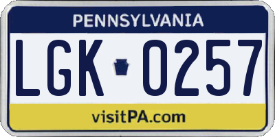PA license plate LGK0257
