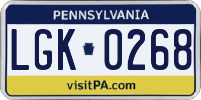 PA license plate LGK0268