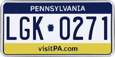 PA license plate LGK0271