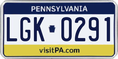 PA license plate LGK0291