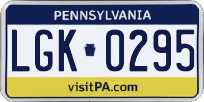 PA license plate LGK0295