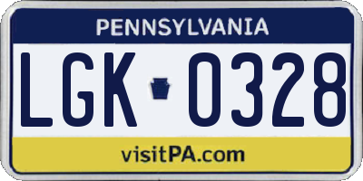 PA license plate LGK0328